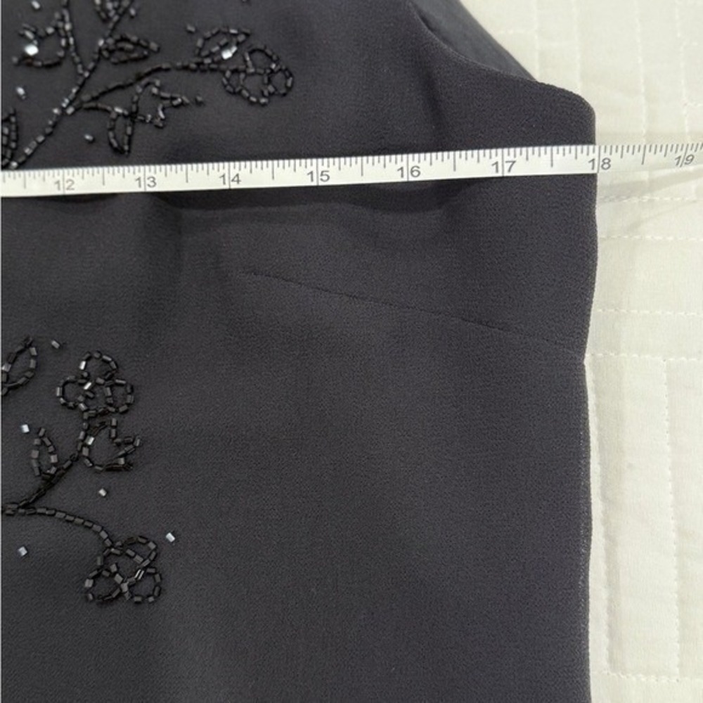 After Dark Black Beaded Floral Sleeveless Blouse Top P1823 Mens Size M - Picture 5 of 8